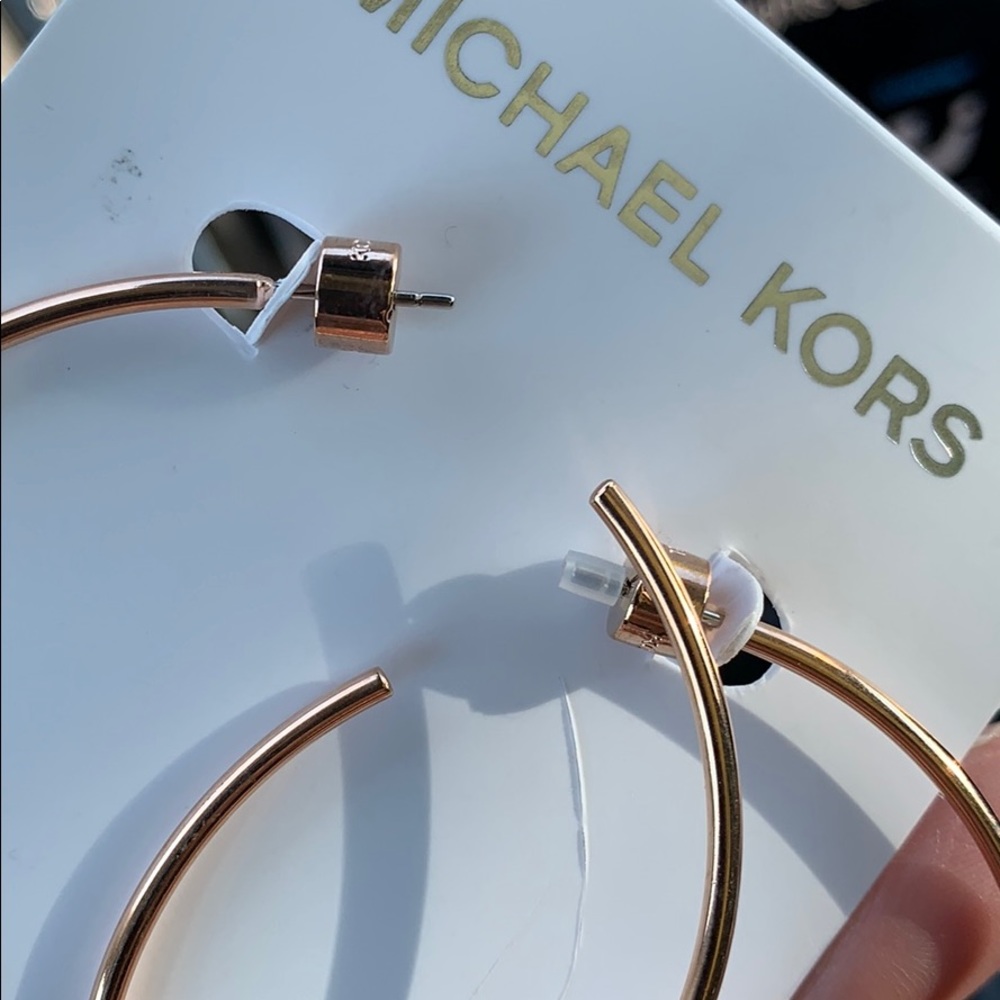Michael Kors Rose Gold Hoops - Picture 4 of 5